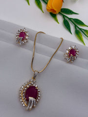 CZ Ruby Splendid Designer Pendant Set
