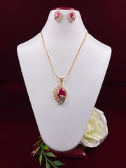 CZ Ruby Splendid Designer Pendant Set