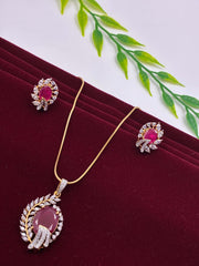 CZ Ruby Splendid Designer Pendant Set