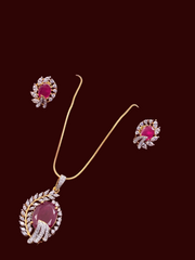 CZ Ruby Splendid Designer Pendant Set