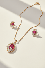 CZ Ruby Splendid Designer Pendant Set