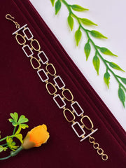 CZ Two tone Geometric Designer Bracelet