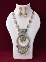 Oxidised Dual tone Lavished Peacock Necklace Set