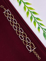 CZ Two tone Geometric Designer Bracelet