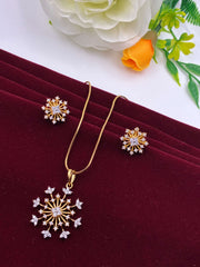 CZ Embellished Floral Pendant Set