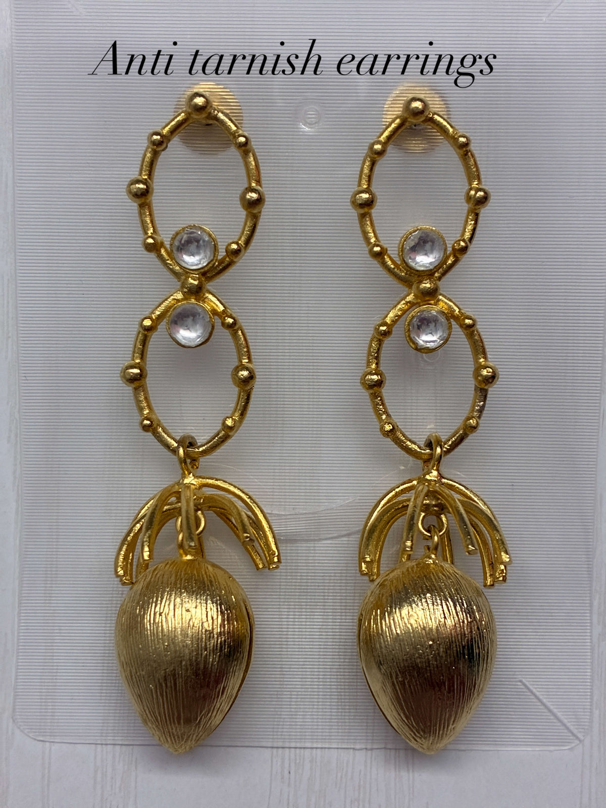 Antique Anti Tarnish Pistachio Shape Drop Earring