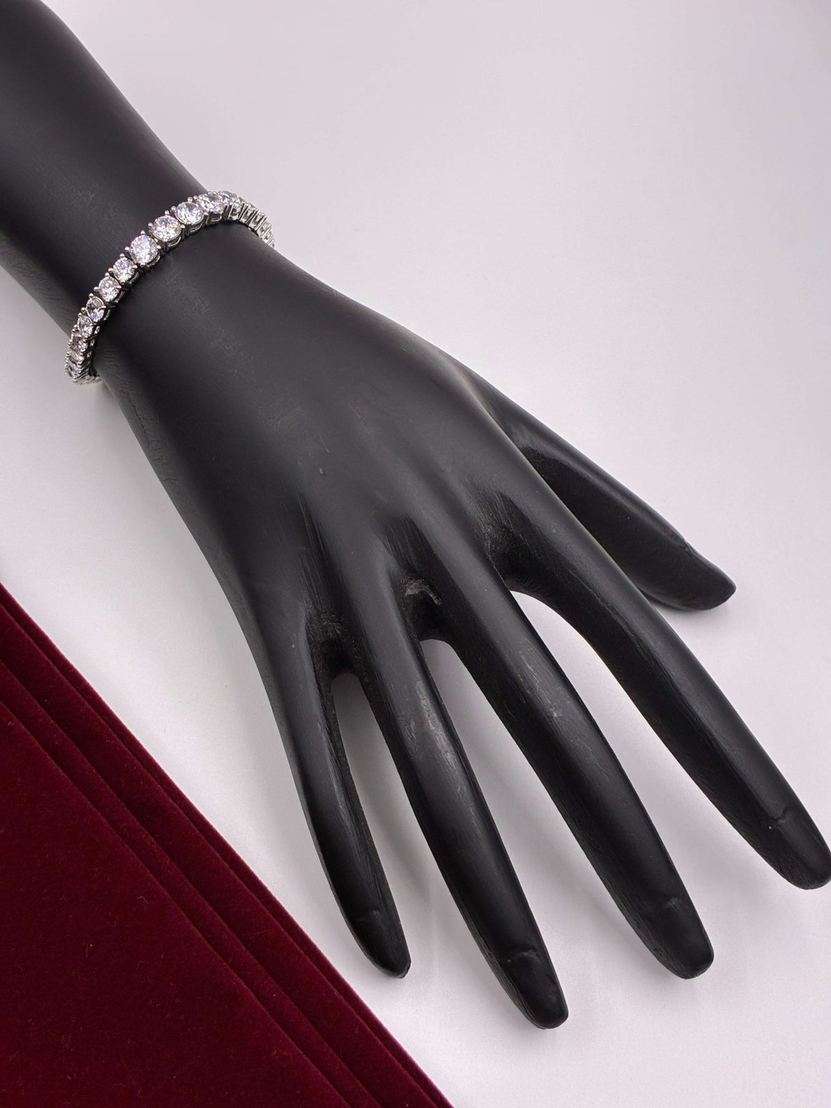 CZ Silver tone Single Line Bracelet