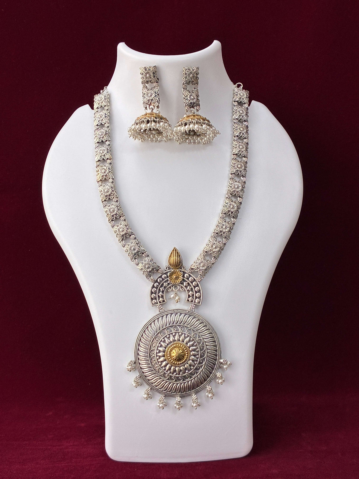 Oxidised Dual tone Designer Necklace Set