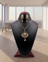 Kundan Twin Drop Designer Pendant Set