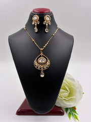Kundan Twin Drop Designer Pendant Set