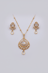 Kundan Twin Drop Designer Pendant Set
