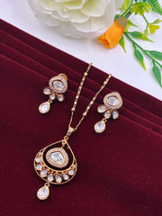 Kundan Twin Drop Designer Pendant Set