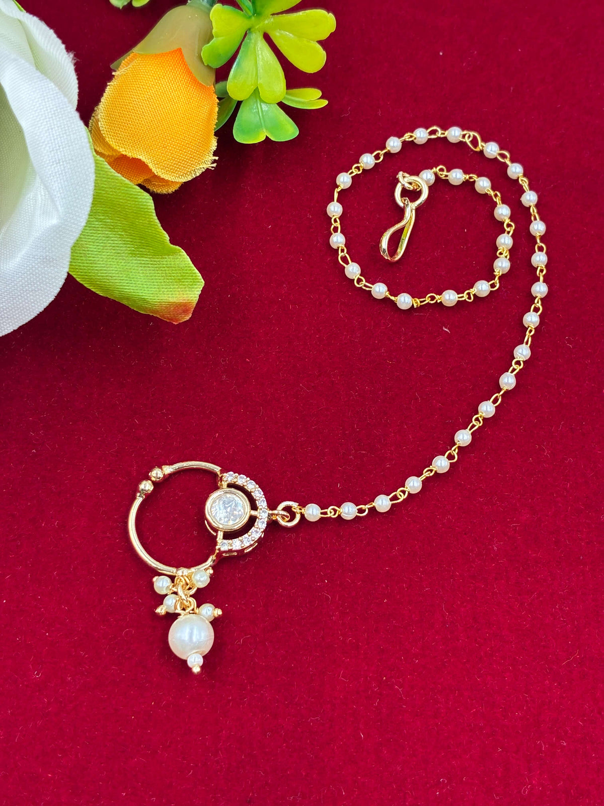 Kundan Moon design Nose Ring