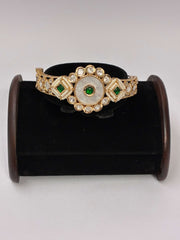 Kundan Openable Emerald Green Polki Kada