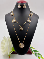 Kundan Twin Chain Floral Pendant Set