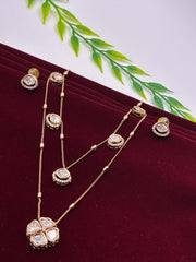 Kundan Twin Chain Floral Pendant Set