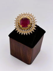 CZ Rich Ruby Finger Ring