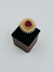CZ Rich Ruby Finger Ring