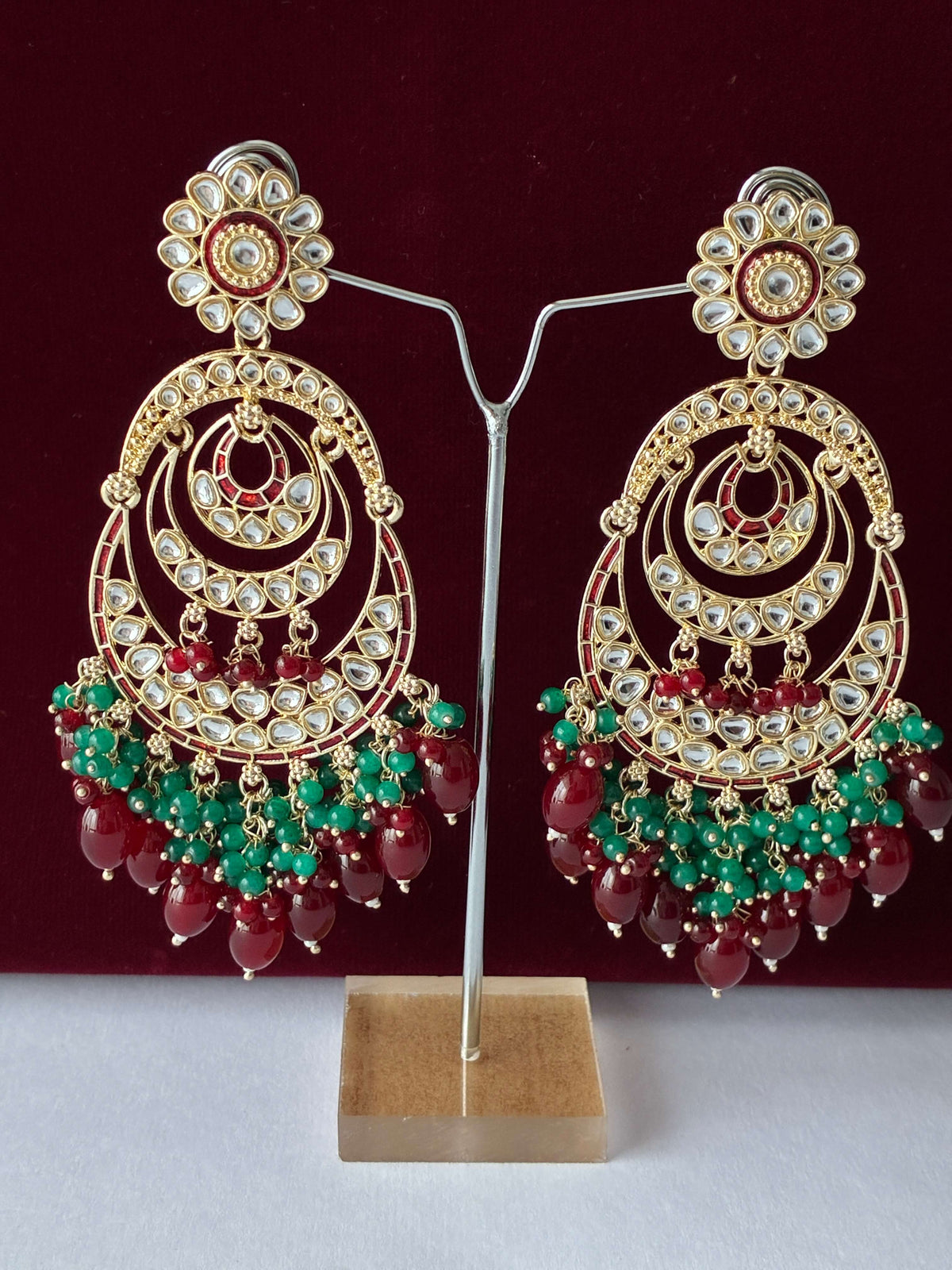 Indo Western Ruby Green Chandbali Earring