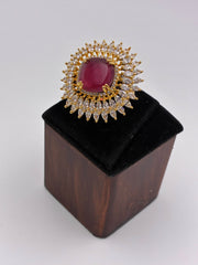 CZ Rich Ruby Finger Ring