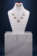 Kundan Ruby Twin Chain Designer Pendant Set