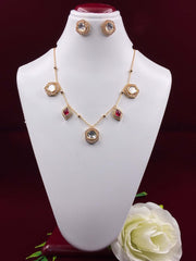 Kundan Ruby Twin Chain Designer Pendant Set