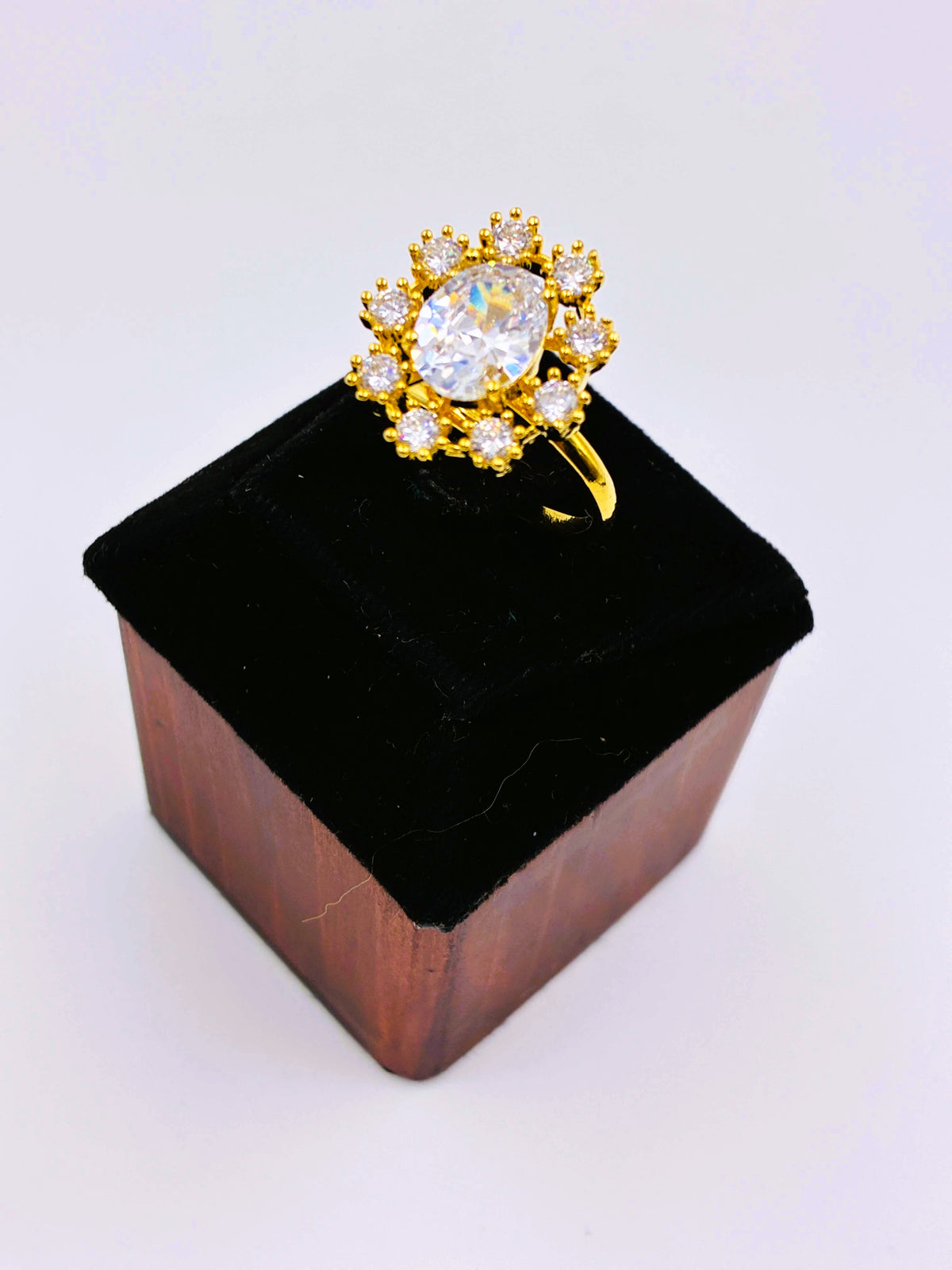 CZ Two Tone Oval Shape Finger Ring
