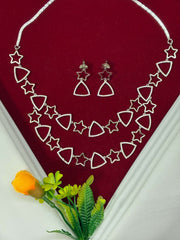 CZ Geometric Layered Necklace set