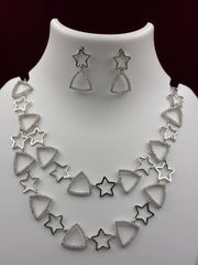 CZ Geometric Layered Necklace set