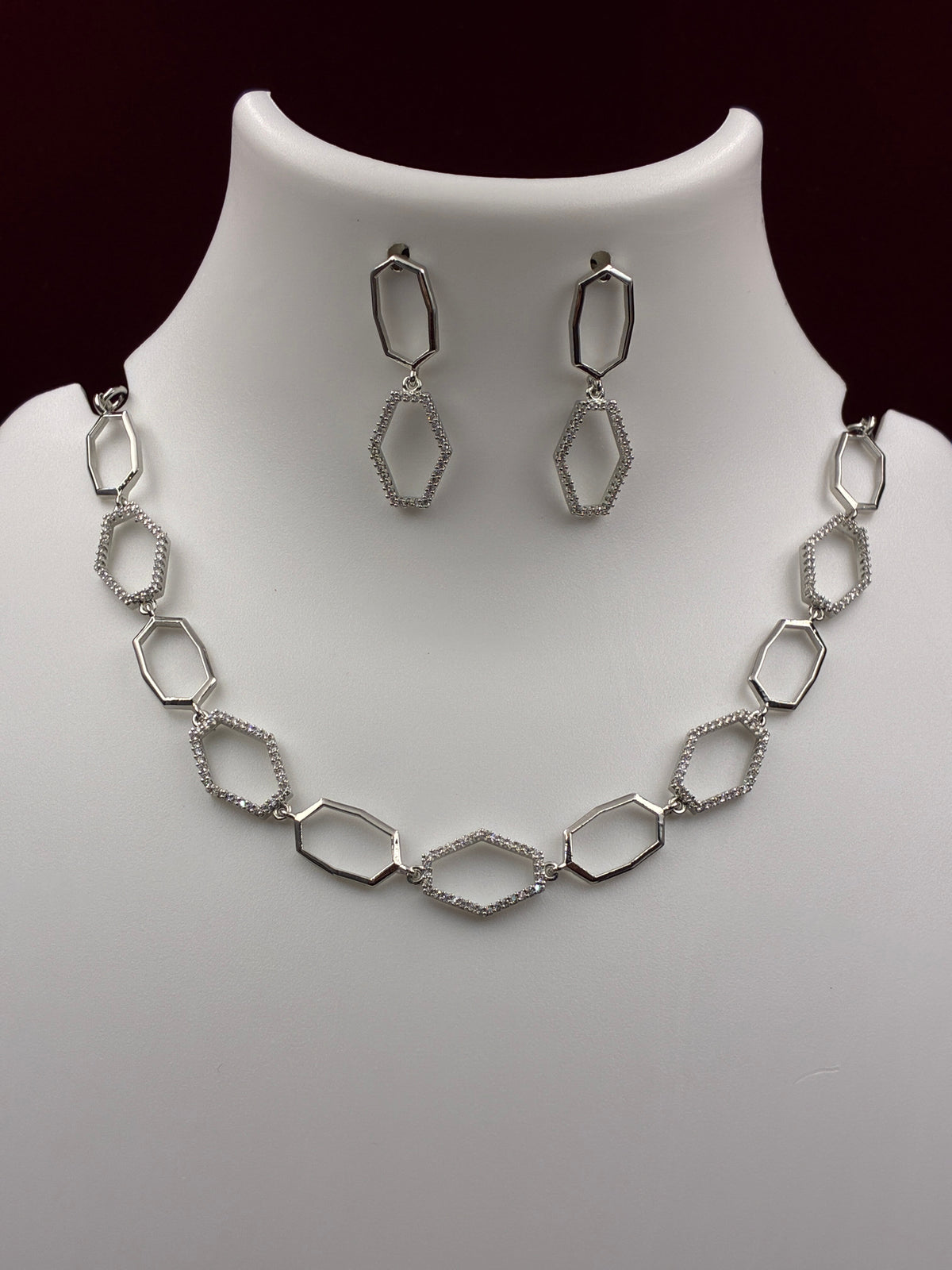 CZ Geometric Shaped Necklace set