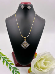 CZ Elite Diamond Shape Pendant Set