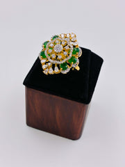 CZ Exquisite Green Finger Ring
