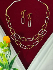 CZ Geometric Layered Chic Necklace set