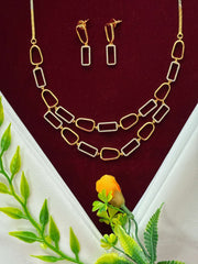 CZ Geometric Layered Chic Necklace set