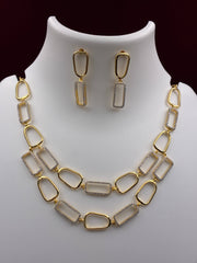 CZ Geometric Layered Chic Necklace set