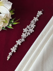 CZ Gorgeous Silver Tone Floral Design Bracelet