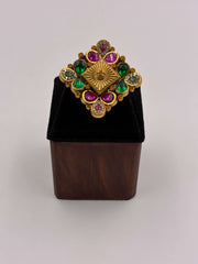 Antique Ruby-Green Classic Finger Ring