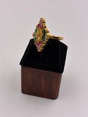 Antique Ruby-Green Classic Finger Ring