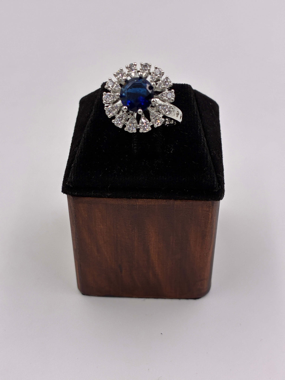 CZ Blue Luxe Round Finger Ring