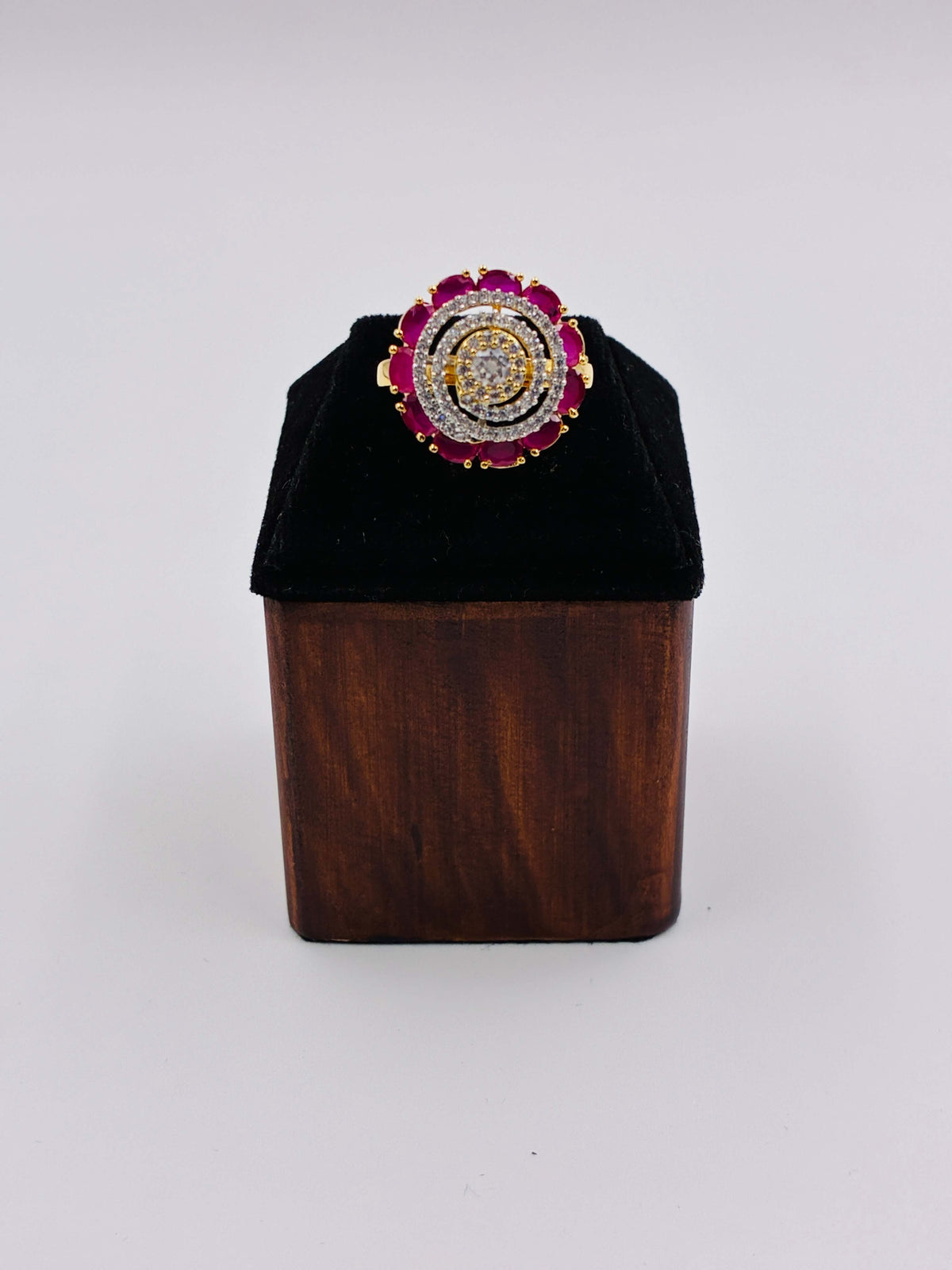 CZ Ruby Gorgeous Circular Finger Ring
