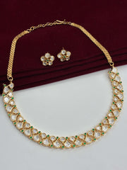 Kundan Emerald Elegant Line Necklace set