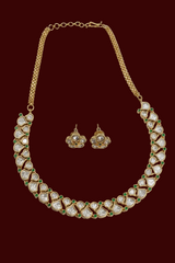 Kundan Emerald Elegant Line Necklace set