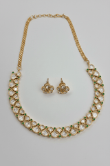Kundan Emerald Elegant Line Necklace set