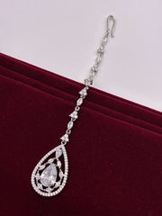 CZ Silver tone Drop Design Mang Tika