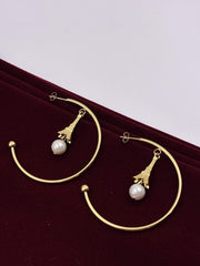 Western Eiffel Tower drop Hoop Earring