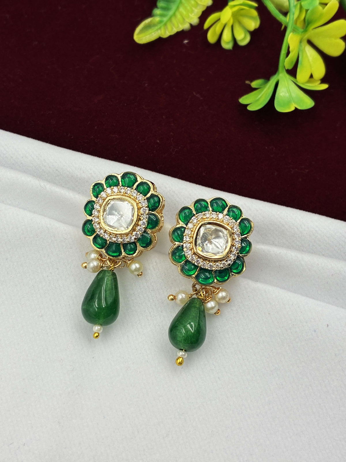 Kundan Floral Pearl Drop Earring