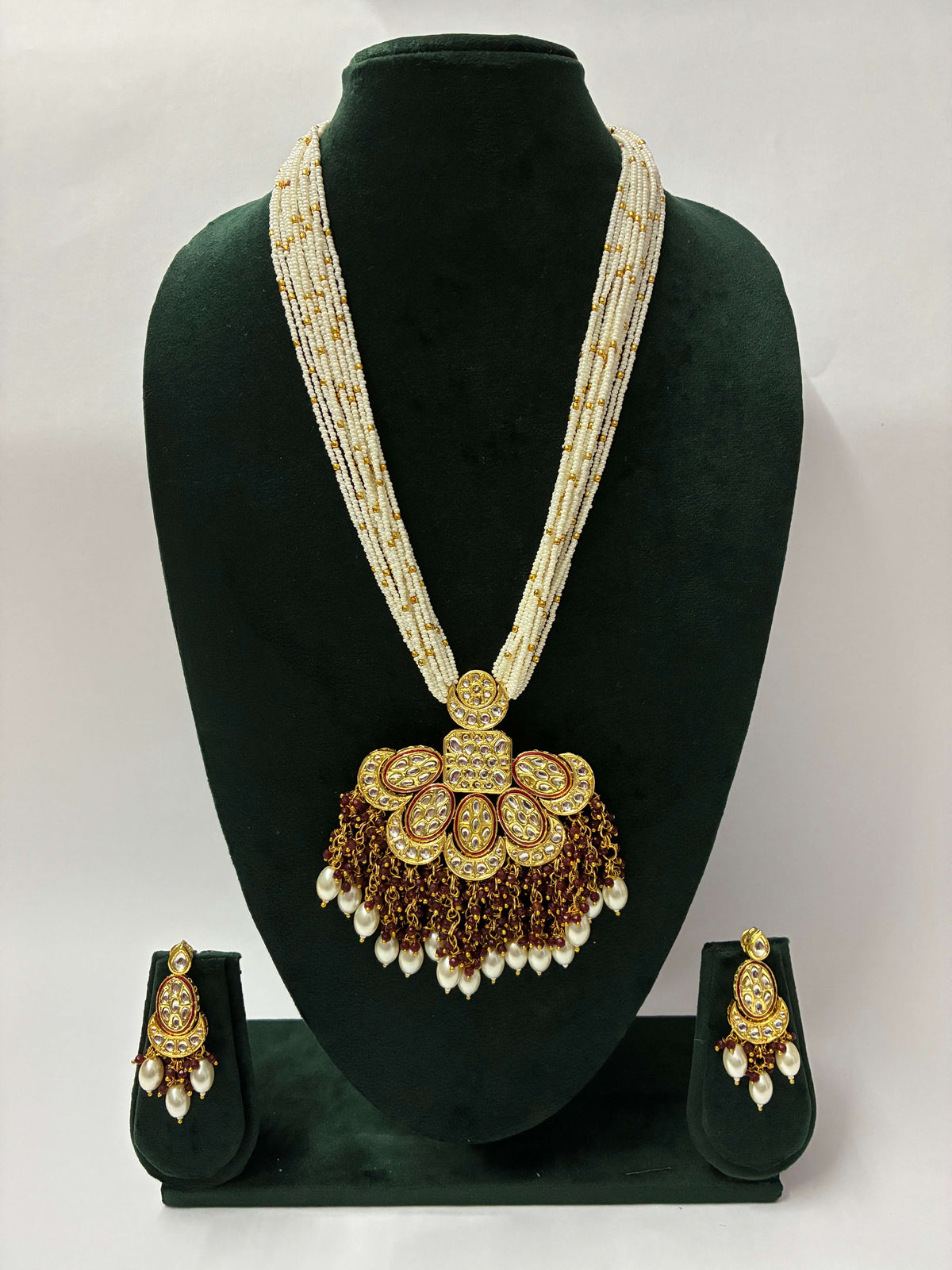 Antique pearl ruby beads Necklace Set