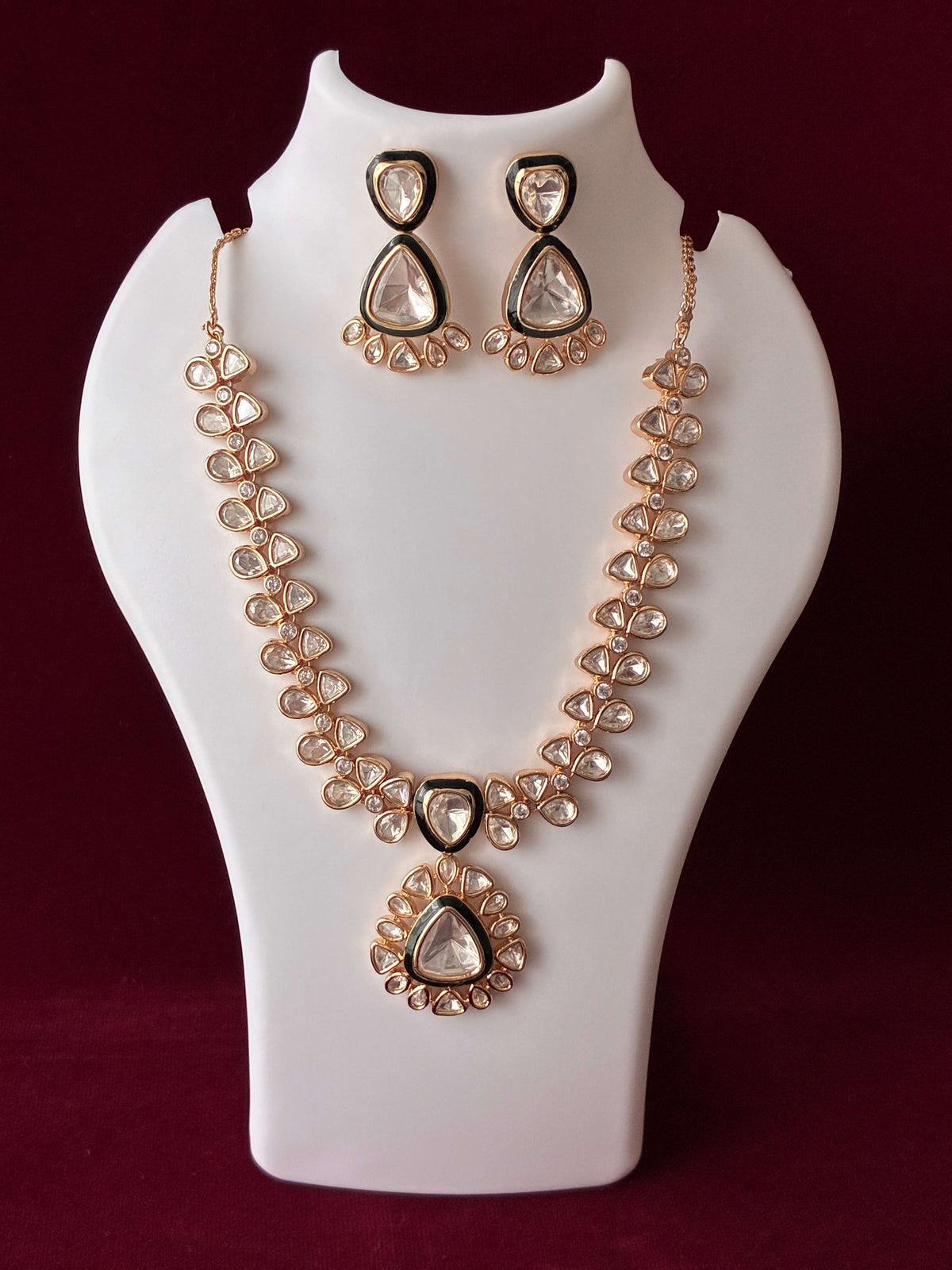 Kundan Emerald Green Meenakari Necklace set