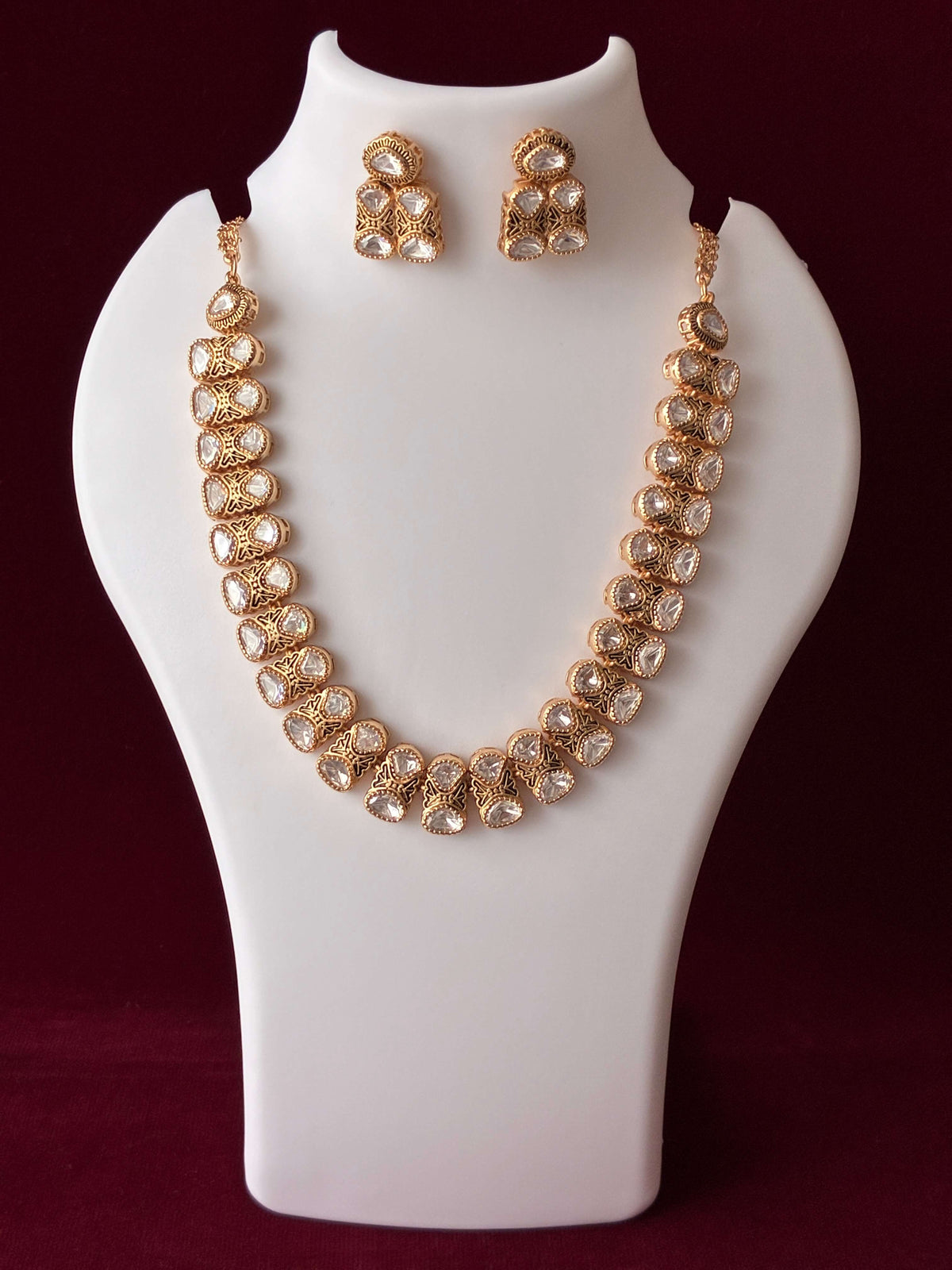 Kundan Meenakari Line Necklace set