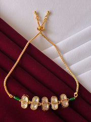 Kundan Emerald Green Line Bracelet
